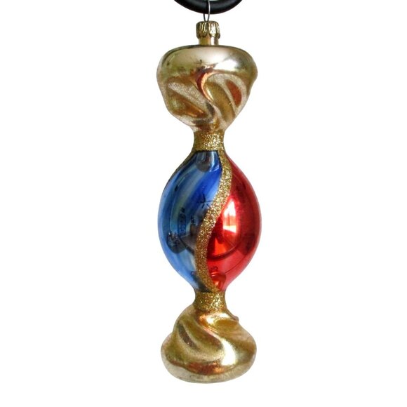 Twisted Glass Christmas Ornament Italy - Red White Blue - Xmas Tree Decoration - Picture 1 of 8